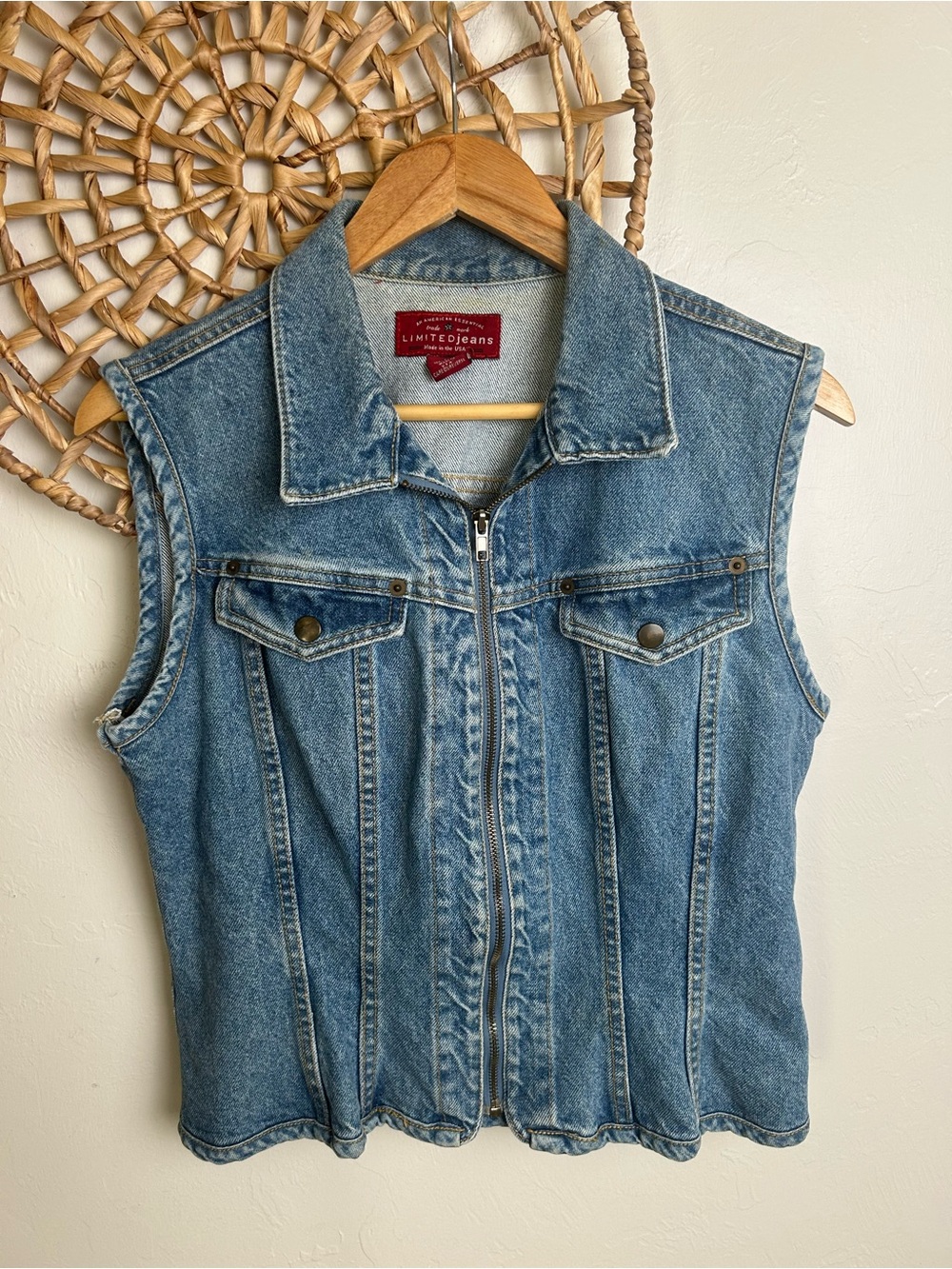 The Limited Light Blue Denim Vest with Red Label